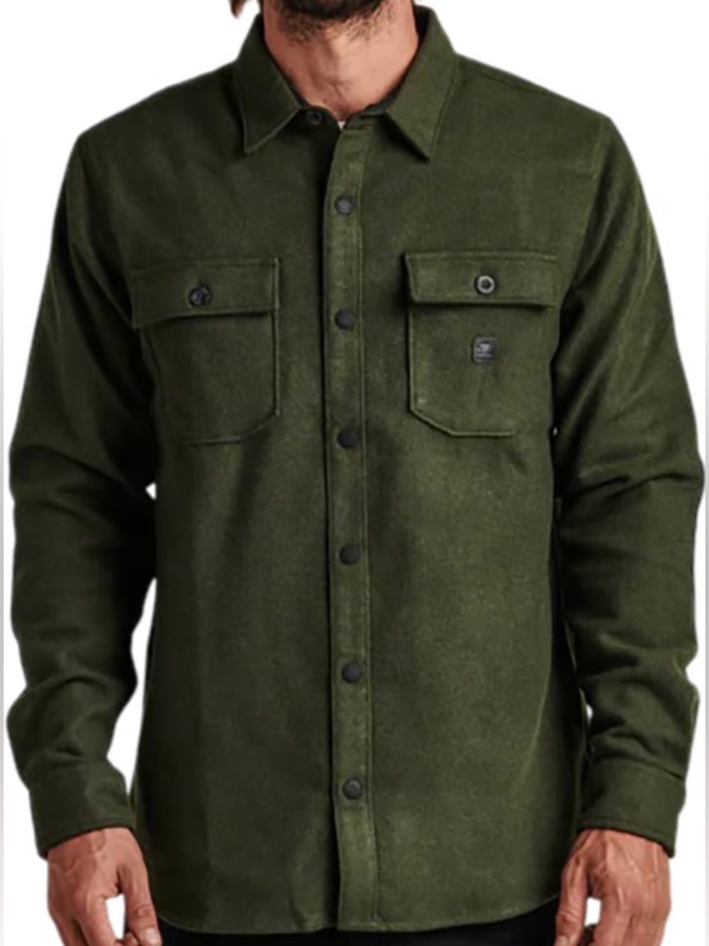 Roark Nordsman Flannel Shirt Mens XL Olive Green Wool Blend Jacket Classic Fit